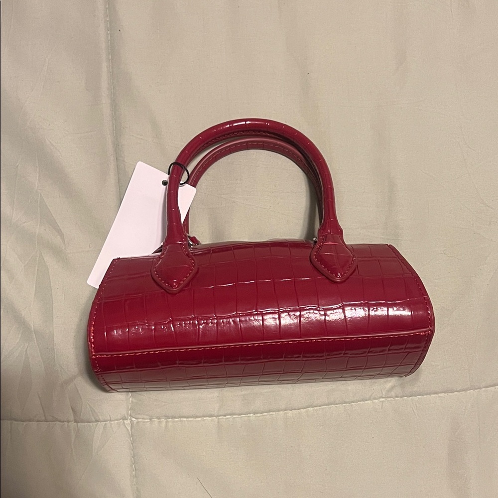 Mango Cherry Croc-Embossed Handbag